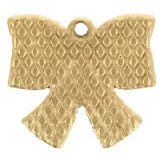 Breloque noeud 15x16 mm résine époxy - Acier inoxydable 304L Doré - Crème x1