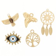 Mix de breloques époxy Talismans Exclu Perles&Co - Acier inoxydable 304L Doré x5