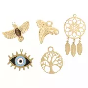 Mix de breloques époxy Talismans Exclu Perles&Co - Acier inoxydable 304L Doré x5