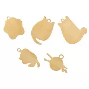 Mix de breloques époxy - Chats - Exclu Perles&Co - Acier inoxydable 304L Doré x5