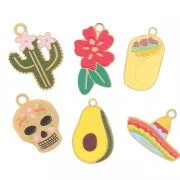 Mix de breloques époxy - Mexique - Exclu Perles&Co - Acier inoxydable 304L Doré x6