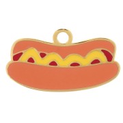 Breloque hot-dog 10x18 mm résine époxy - Acier inoxydable 304L Doré - Multi x1|raw }}