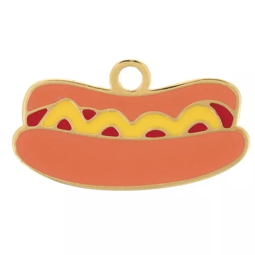 Breloque hot-dog 10x18 mm résine époxy - Acier inoxydable 304L Doré - Multi x1