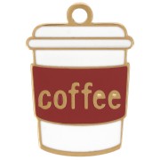Breloque tasse de café 18x12.5 mm résine époxy - Acier inox 316L Doré - Marron