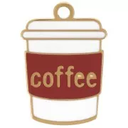 Breloque tasse de café 18x12.5 mm résine époxy - Acier inox 316L Doré - Marron