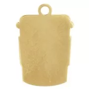 Breloque tasse de café 18x12.5 mm résine époxy - Acier inox 316L Doré - Marron