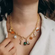 Breloque tasse de café 18x12 mm résine époxy - Acier inoxydable 304L Doré - Marron