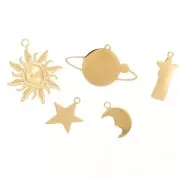 Mix de breloques époxy Etoiles & planètes Exclu Perles&Co Acier inox 304L Doré x5