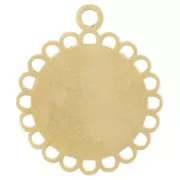 Breloque ronde 15 mm - motif noeud - résine époxy - Acier inoxydable 304L Doré x1