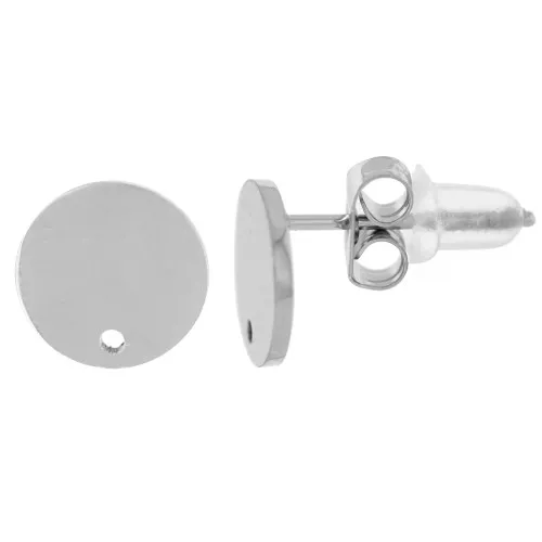 Clous d'oreilles ronds lisses 8 mm - Acier inoxydable 316L x2