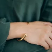 Bracelet jonc ovale design 9x165 mm - Acier inoxydable 304L Doré x1