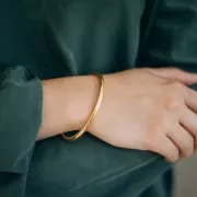 Bracelet jonc ovale design 9x165 mm - Acier inoxydable 304L Doré x1