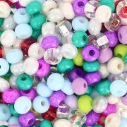 Perles rocailles Preciosa  6/0 4 mm - Mix Violet - Turquoise - Blanc x20g