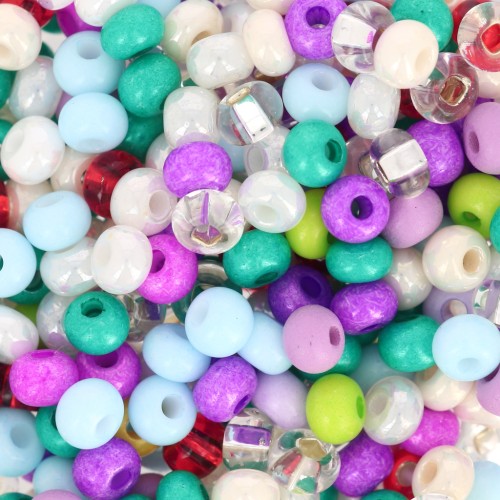 Perles rocailles Preciosa  6/0 4 mm - Mix Violet - Turquoise - Blanc x20g