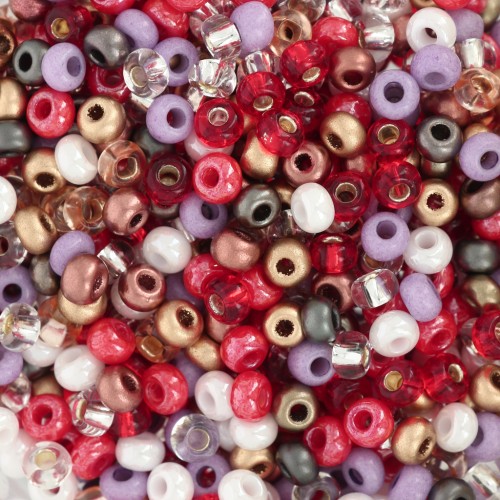 Preciosa Perles rocailles 8/0 3 mm - Mix Rouge - Violet - Bronze x20g