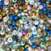 Perles rocailles Preciosa 8/0 3 mm - Mix Multi bleu - Golden x20g