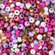 Perles rocailles Preciosa 8/0 3 mm - Mix Violet - Rose - Blanc x20g