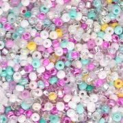 Perles rocailles Preciosa 11/0 2 mm - Mix Crystal - Turquoise - Rose x20g