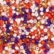 Perles rocailles Preciosa 11/0 2 mm - Mix Blanc - Orange - Violet x20g