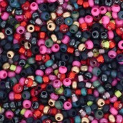 Perles rocailles Preciosa 11/0 2 mm - Mix Bleu foncé - Fuchsia - Vert x20g