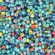 Perles rocailles Preciosa 11/0 2 mm - Mix Turquoise - Vert - Orange x20g