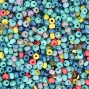 Perles rocailles Preciosa 11/0 2 mm - Mix Turquoise - Vert - Orange x20g