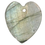 Pendentif coeur plat 19x16 mm en pierre gemme - Labradorite x1|raw }}