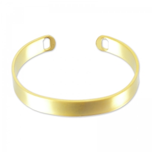 Bracelet jonc ovale 2 trous 16 cm - Doré à l'or fin satiné x1