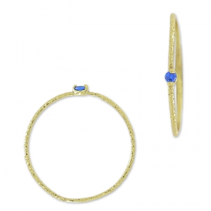 Bague texturée avec Oxyde de Zirconium - T52 Bleu Saphir - doré à l'or fin x1