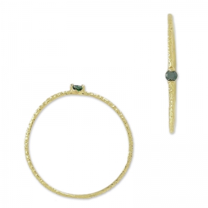 Bague texturée avec Oxyde de Zirconium - T52 Vert Émeraude - doré à l'or fin x1