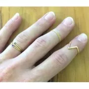 Bague texturée avec Oxyde de Zirconium - T52 Vert Émeraude - doré à l'or fin x1