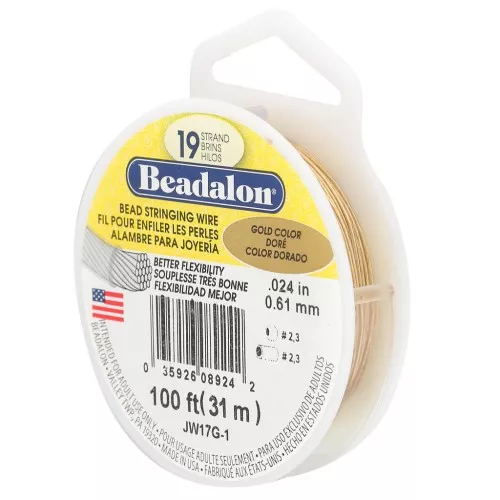 Fil Cablé 19 brins 0.61 mm - Beadalon - Doré x31m