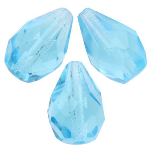 Perles poires facettées 10x7 mm - Aquamarine x20