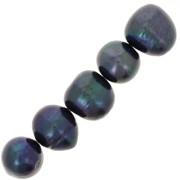 Perles d'eau douce rondes teintées 10 mm - Grade AA - Noir nacré x6