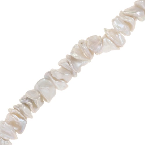 Perles d'eau douce Keshi - perles baroques irrégulières 9-13 mm - Blanc x19.5cm