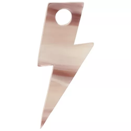 Pendentif éclair 25 mm en acétate - Cappuccino - Blanc x1