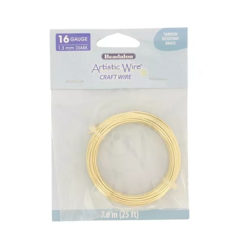 Fil de laiton brut Artistic Wire 1.3 mm anti-ternissement x7.6m