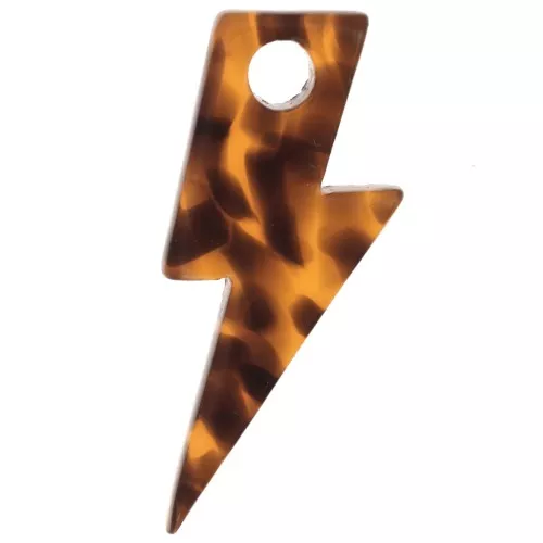 Pendentif éclair 25 mm en acétate - Terrazzo Marron - Noir x1