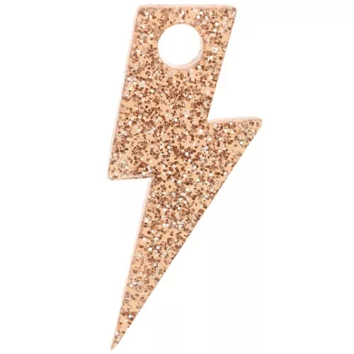 Pendentif éclair 25 mm en acrylique - Pailleté bronze x1