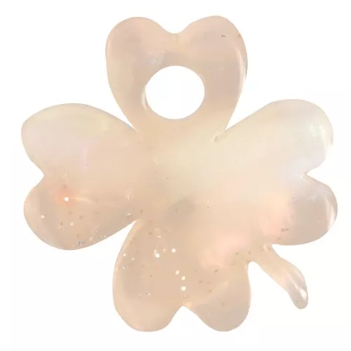 Breloque trèfle 19 mm en acétate - Marbré Pêche nacré pailleté x1