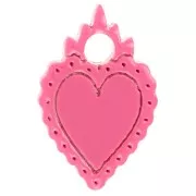 Breloque coeur ex-voto 19.5x13 mm en acétate - Rose x1