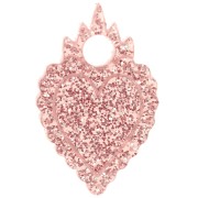 Breloque coeur ex-voto 19.5x13 mm en acrylique - Pailleté vieux rose x1|raw }}