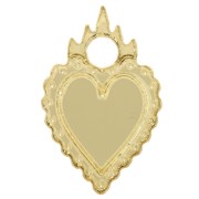 Breloque coeur ex-voto 19.5x13 mm en plexiglass - Effet miroir - Doré x1|raw }}