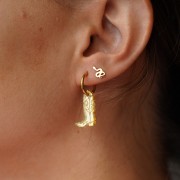 Breloque Santiag botte cowboy 20x13 mm en acétate - Marbré crème x1