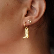 Breloque Santiag botte cowboy 20x13 mm en acétate - Marbré crème x1