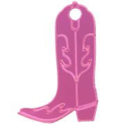 Pendentif Santiag botte cowboy 35x23 mm en plexiglass - Effet miroir - Fuschia|raw }}