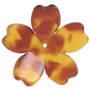 Pendentif fleur en acétate 25 mm - Ecaille de tortue - Caramel - Marron x1|raw }}