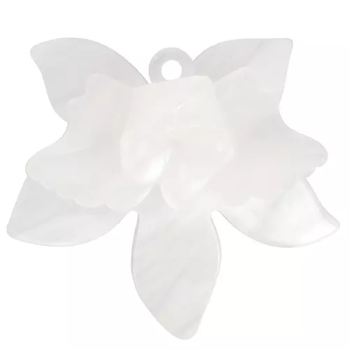 Pendentif fleur en relief 37x41 mm en acétate - Marbré Blanc x1