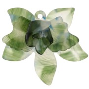 Pendentif fleur en relief 37x41 mm en acétate - Kaki - Transparent - Bleu x1|raw }}