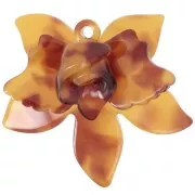 Pendentifs - Breloques - Pendentif fleur en relief 37x41 mm acétate Ecaille de tortue - Caramel - Marron Pendentif fleur en relief 37x41 mm acétate Ecaille de tortue - Caramel - Marron
